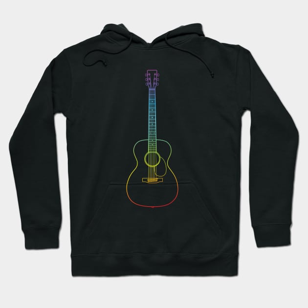 Concert Style Acoustic Guitar Colorful Outline Hoodie by nightsworthy